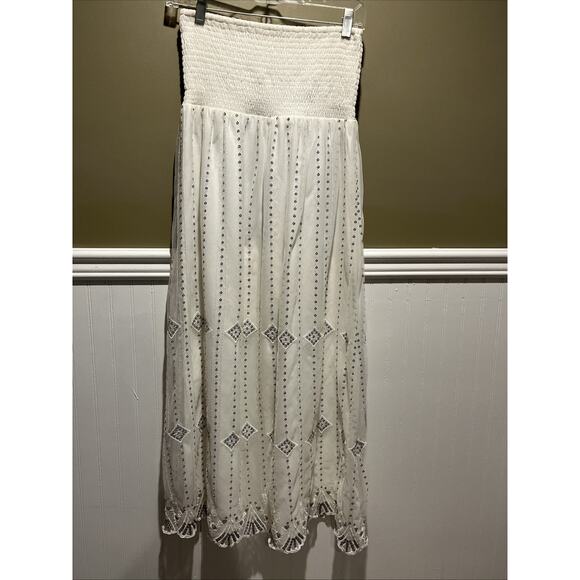 Free People Beaded Midnight White Embellished Convertible Maxi Skirt Dress S? - Picture 1 of 10